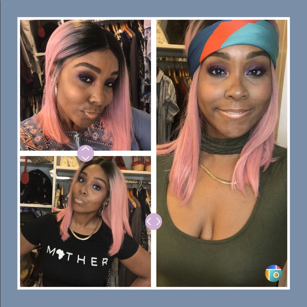 High quality heat resistant lace frontal ombré wig